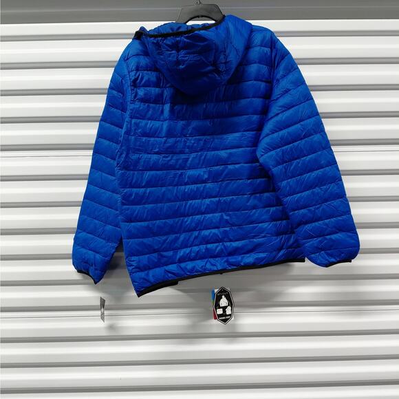 Spyder Mens Large Hooded Jacket Electric Blue Packable ThermoWeb Water Resistant - Picture 3 of 16